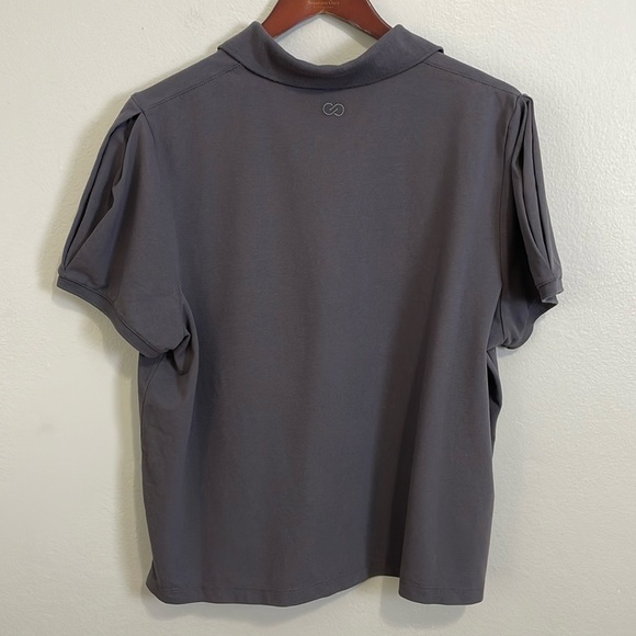 NWT Calia Pique Puff Sleeves Polo T-Shirt XXL Carbon Gray 3/4 Button Down Golf - Picture 5 of 16